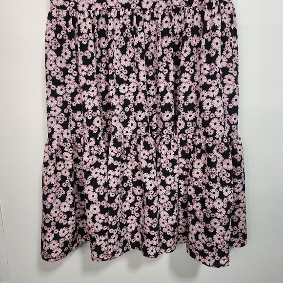 Likely black pink Bella Floral Print Midi Dress Prarie croquet Cottagecore Bridg - Picture 8 of 16